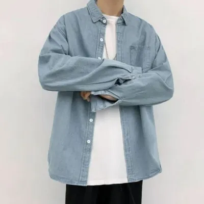 데님셔츠 2컬러 남녀공용 셔츠 오버핏 청남방 커플룩 홈웨어