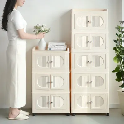 한단씩쌓는 모듈 수납장 접이식 정리함 바퀴형 서랍 3단 5단
