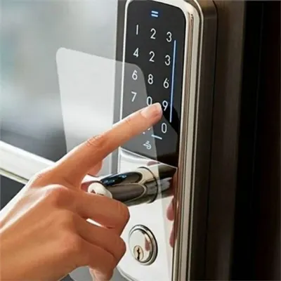 디지털 도어락 필름 현관 도어락 필름 프라이버시 지문방지 저반사 보안 가림막 현관문 스티커 비밀 노출