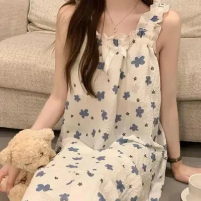 여성 여름 시원한 민소매 나시 원피스 홈웨어 쿨링