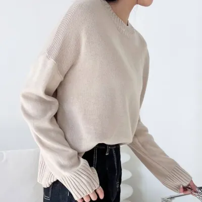 여자 모노 긴팔니트 워셔블 조직감 티셔츠