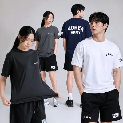ROKA 로카 남녀공용 에어쿨 데일리 티셔츠 반바지 /군인 반팔티 반바지 쿨링 티셔츠