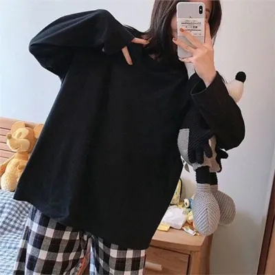 넉넉한핏 남여공용 체크 잠옷 커플 남여공용 빅사이즈 잠옷 간절기 파자마