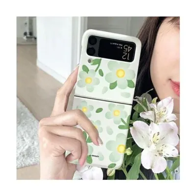 플라워드로잉 꽃일러스트 3D 곡면 하드 무선충전 케이스 갤럭시Z플립5 플립4