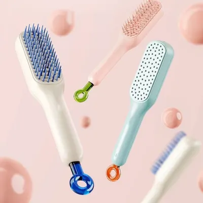 휴대용 엉킴 방지 원터치 헤어 브러쉬 엉킴 머리 빗 브러시