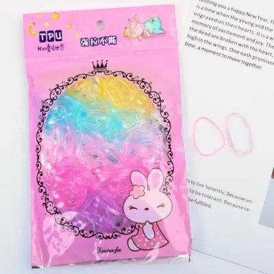 모노리빙 고무줄 헤어밴드 1봉지 반투명컬러 미니머리끈 머리끈고무줄