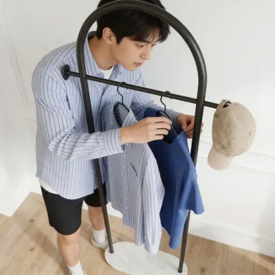 틈새 행거 아치형 스탠드 옷걸이 철제 1인 드레스룸 거실 옷정리 수납 450