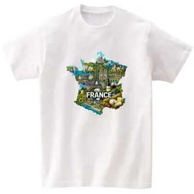 길단 반팔티 아시아핏 USA핏 세계지도 France AI 이미지 모든색상 전사이즈