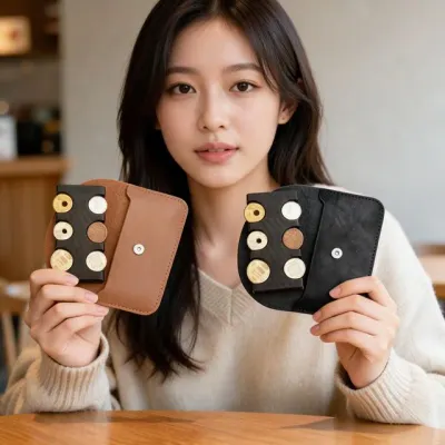 동전지갑 엔화 지폐 수납 파우치 여행 소지품 가죽 포켓 동전케이스 지퍼형