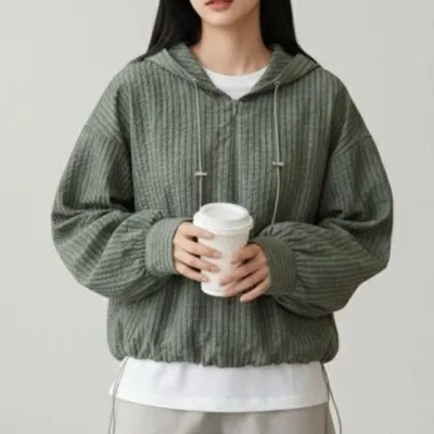 와플 봄 여름 바람막이 스트링 후드 반집업 점퍼 와플후드점퍼 후드아노락