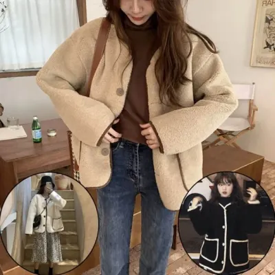 여성 양털가디건 뽀글이점퍼 단추 플리스 자켓 후리스 홈웨어 아우터