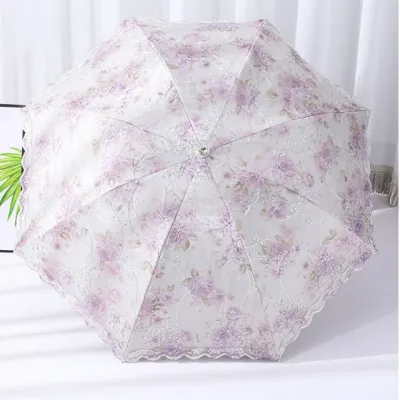 자외선차단 양산 로즈 레이스 자수 UV차단 선블록