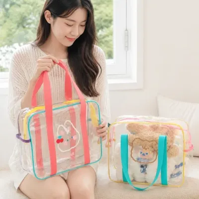 스위트래빗 PVC 비치백 투명 비닐 가방 보조가방 포함 수영장 용품
