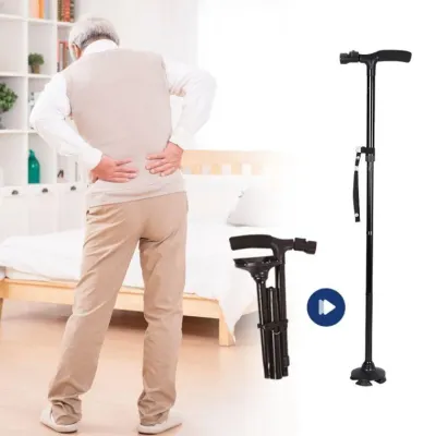 노인 어르신 LED 보행 보조기 접이식 네발 지팡이