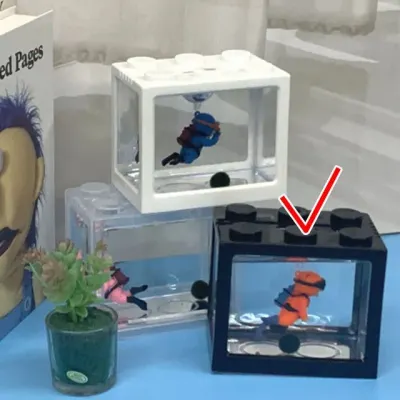 미니어항 예쁜 소형수조 테라리움 인테리어 블랙 플라스틱어항 직사각형수조 마리모소품