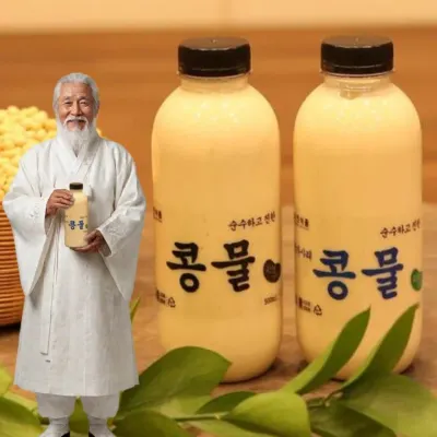 국산 맷돌로 갈아낸 순수 진한 콩물 500ml + 우뭇가사리콩물 500ml