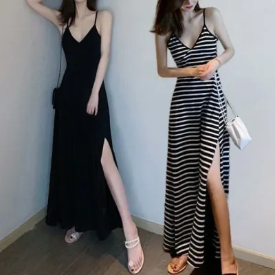롱원피스 여름 끈 나시 레이어드 루즈핏 홈웨어 캐주얼 원피스