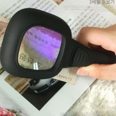 60mm 위폐감별 확대경 휴대용 돋보기 6LED 3배줌
