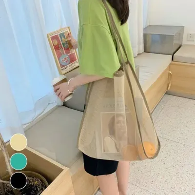 여성 여름 메쉬 네트 숄더백 대용량 비치백