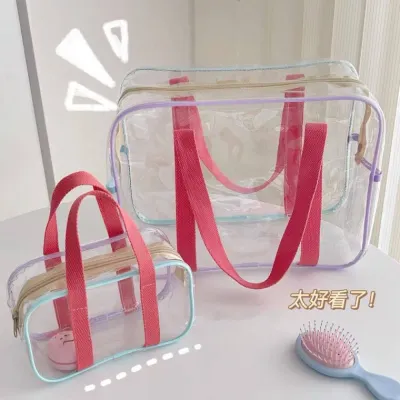 비치백 젤리 가방 여성용 대형 투명 메이크업 Pvc 워시 욕실 목욕 방수 수영 보관 핸드백24