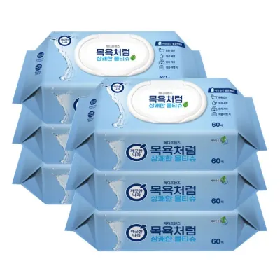 깨끗한나라 목욕처럼 상쾌한 물티슈 60매 6개