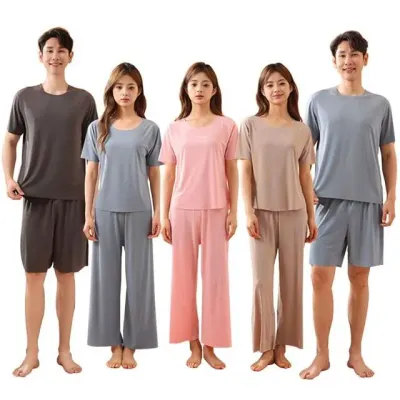 커플 아이스 홈웨어 반팔 상하세트 홈웨어 세트 커플 반팔 파자마 잠옷