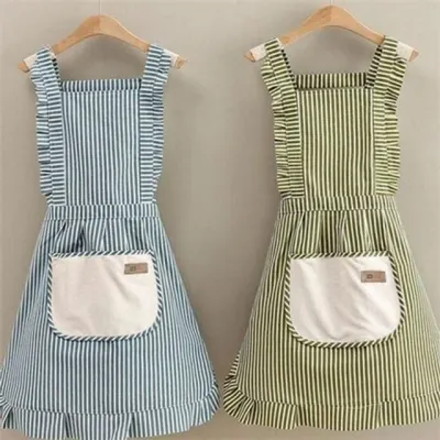 스트라이프 주방 앞치마 순면 주방 앞치마 바리스타 원피스형 데일리 요리사 북유럽 여성
