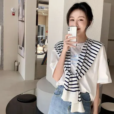 단가라 니트 케이프 숄 스카프