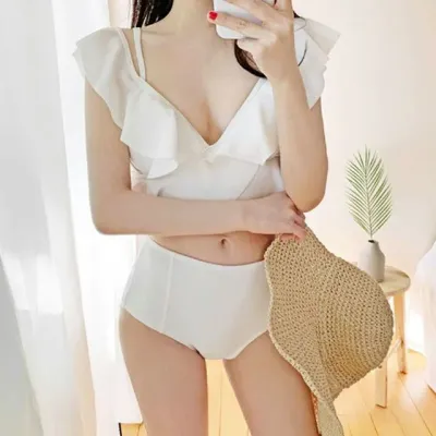 허리끈 프릴비키니 투피스 캡내장 비치웨어 비키니 비치비키니