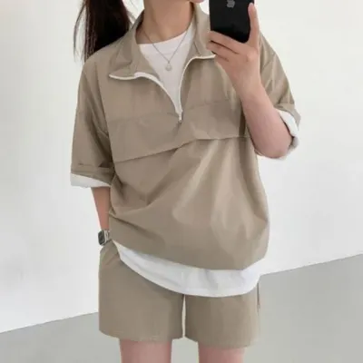 노브라티셔츠 반티 졸사 데님 오오티디 반집업 사색 반팔 캐주얼 상하의