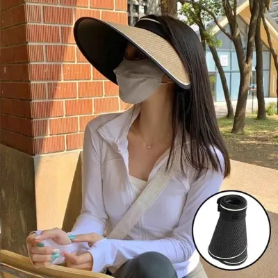(테디브라더) 여름 돌돌이 썬캡 햇빛가리개 와이드 선캡 모자 여성 라탄 골프 썬바이저 보닛햇 (당일발송)