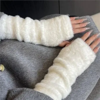 여성 핸드 워머 장갑 여성 니트 장갑 데일리 핑거리스 스마트폰 겨울 방한 토시 길이