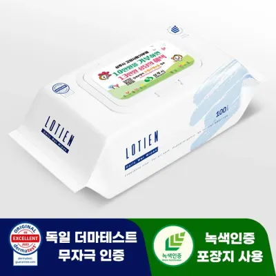 로티엔 데일리 블루 35g 플레인 100매 대형 물티슈 판촉 홍보 전도용 120개