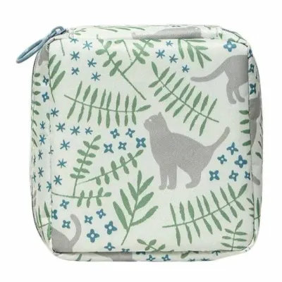 모노리빙 휴대용 여성용품 파우치 고양이 잎사귀 여성파우치 미니파우치