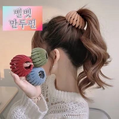 벨벳 만두핀 올림머리 헤어 집게핀 머리핀 헤어핀
