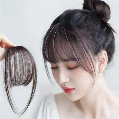 여성 앞머리 가발 인모 앞머리 가발 시스루 자연 데일리 피스 간편 커버 스타일링 익스텐션 고열사 새로운