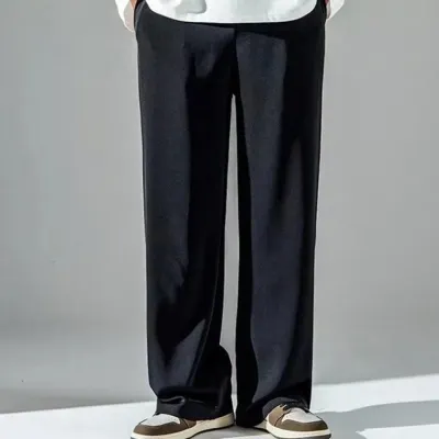 남자 부드러운 소재 트렌디 와이드 핏 가볍고 편안한 트레이닝 바지