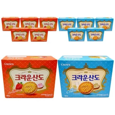 크라운제과 크라운산도 딸기 161g+크림 161g 각6개