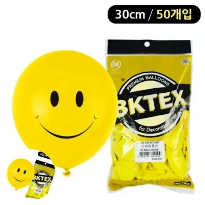 고무풍선 생일파티풍선 생일이벤트풍선 컬러풍선 투명풍선 스마일 풍선 30cm 50개입