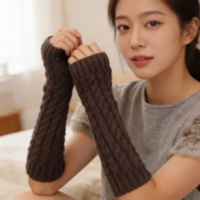 손토시 팔토시 꽈배기 암워머 핸드워머 겨울 방한 실내 사무실용 외부활동