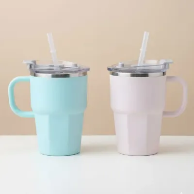 304스텐 휴대용 600ml 빨대 텀블러 캠핑용품 아웃도어 맥주잔 보냉 보온 가능