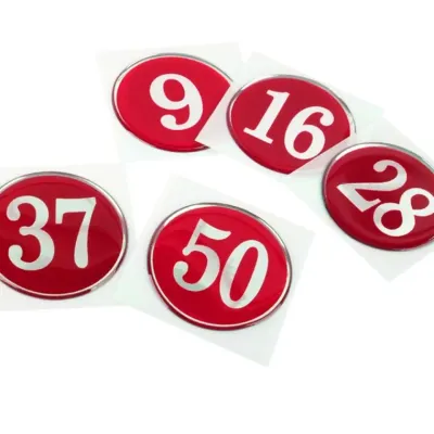 숫자판 사물함번호 테이블 1-50 레드 스티커 회의 48mm 교육 원형 좌석 행사