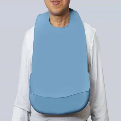 모노리빙 성인용 실리콘 턱받이 블루(대) 노인턱받이 환자용턱받이
