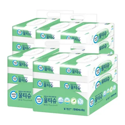 깨끗한나라 퓨어그린 물티슈 60매 6입 4팩