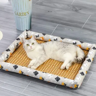 고양이 강아지 라탄 쿨방석 반려동물 여름 냉감 시트 매트 애견 침대 패드 쿨매트 애견여름방석