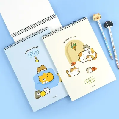 핑크풋 귀여운 냥냥이 종합장 스프링 무선