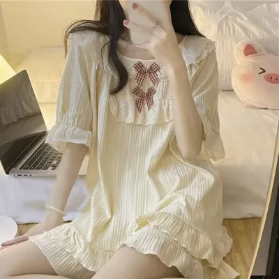 리본 레이스 코지 여름잠옷