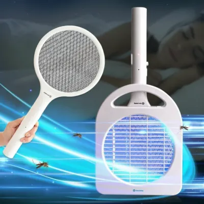 강력한 UV LED 유인 전기파리채 무선 충전식 모기퇴치기 2in1