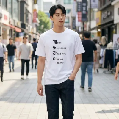 병맛 티셔츠 반팔 티 킹받는 문구 친구 재밌는 선물 단체티 웃긴 내용 20수 사자성어