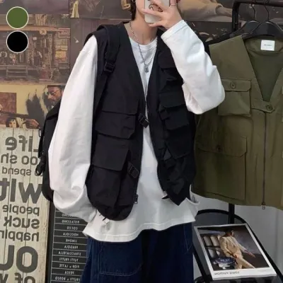 남성 작업조끼 포켓 많은 얇은 학생용 조끼